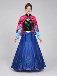 Anna Costume Dress with Cape for Cosplay