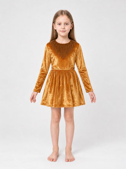 Lion Costume Dress with Ears and Tail front view