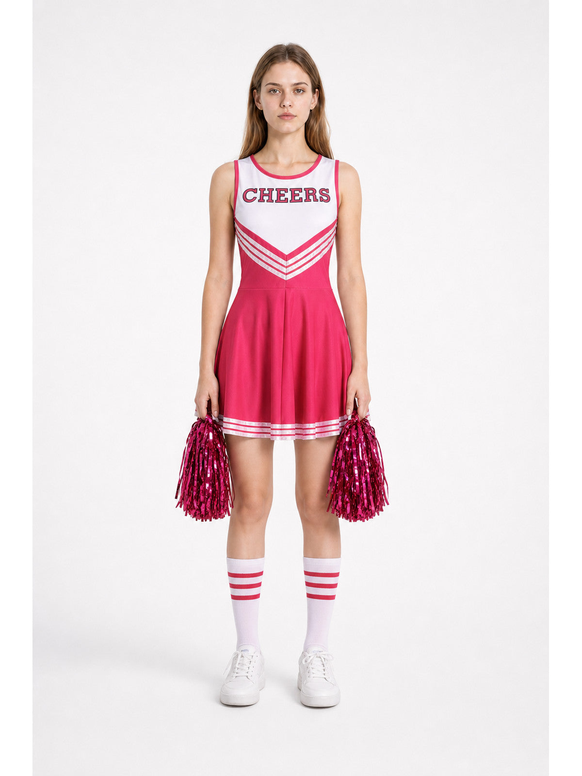Sleeveless Cheerleading Dress, Pink and White CHEERS main product view