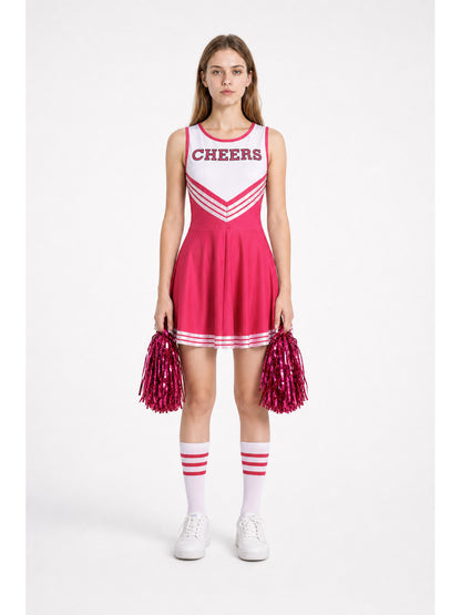 Sleeveless Cheerleading Dress, Pink and White CHEERS main product view