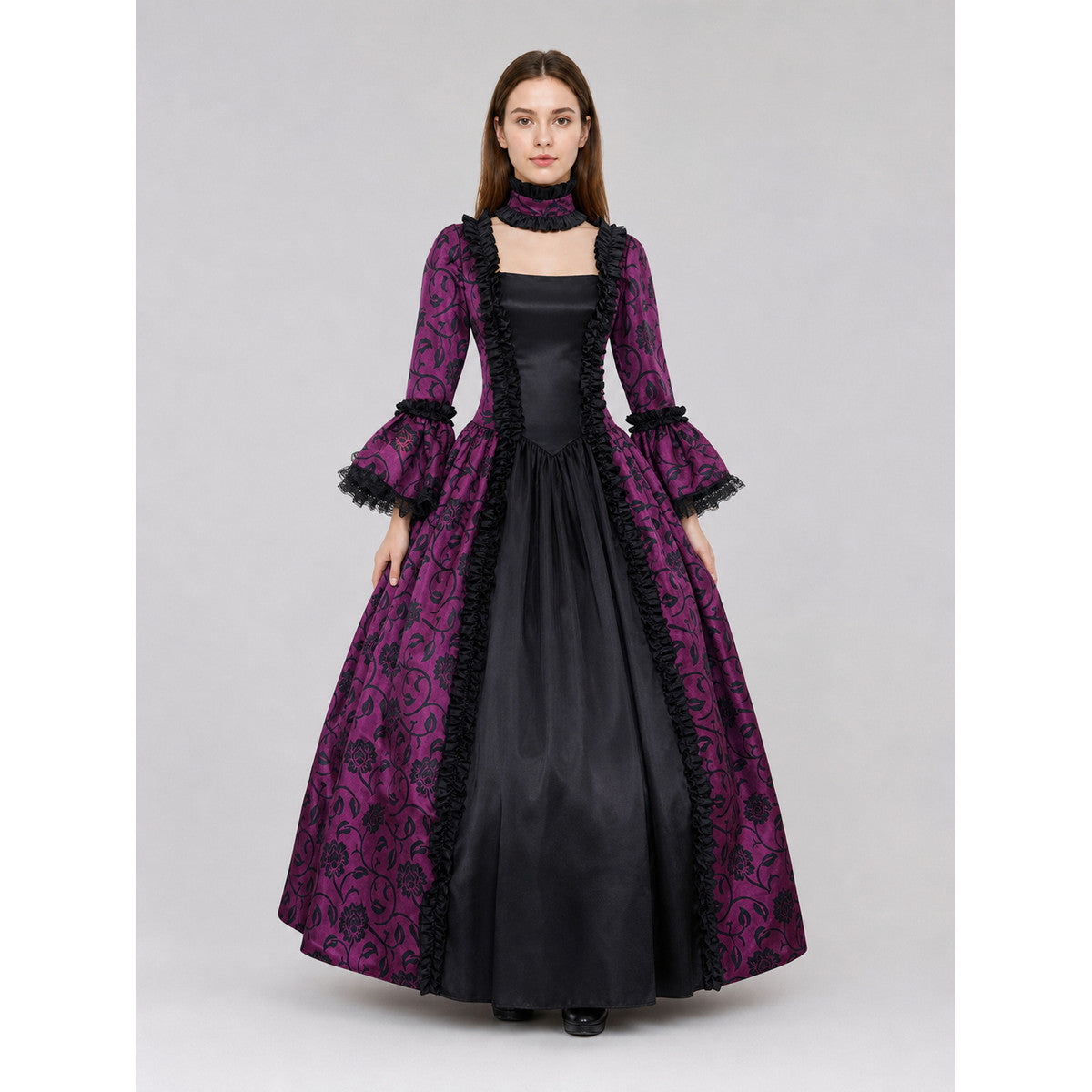 Gothic Victorian Dress with Flared Sleeves