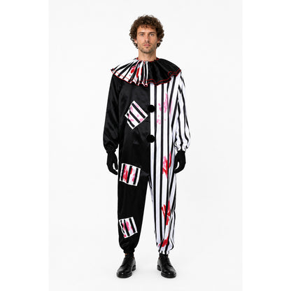 Striped Clown Jumpsuit with Ruffled Collar main product view