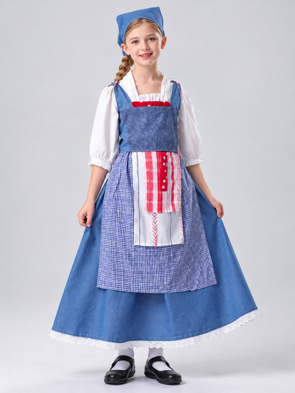 Kids' Maid Costume with Apron and Headscarf