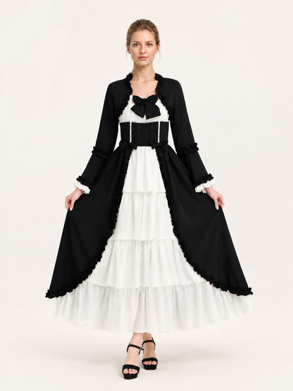 Black Renaissance-Style Stage Dress with Ruffles main product view