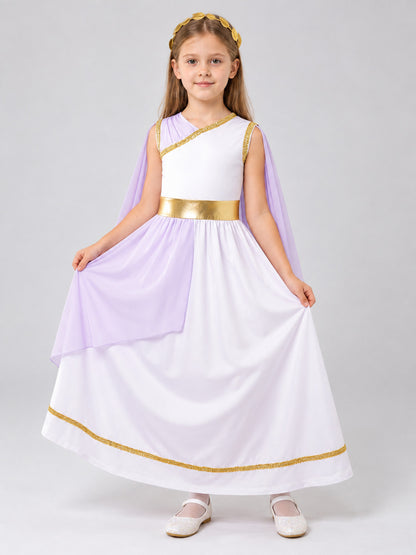 Greek-Style Carnival Dress with Cape and Belt