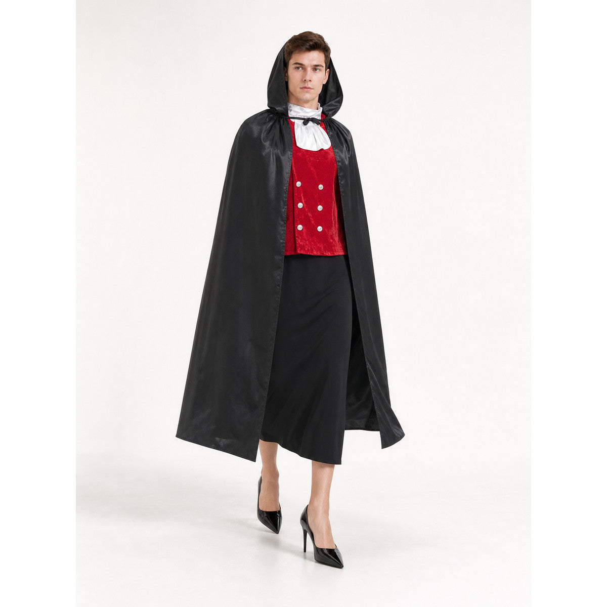 Black carnival hooded cloak for cosplay