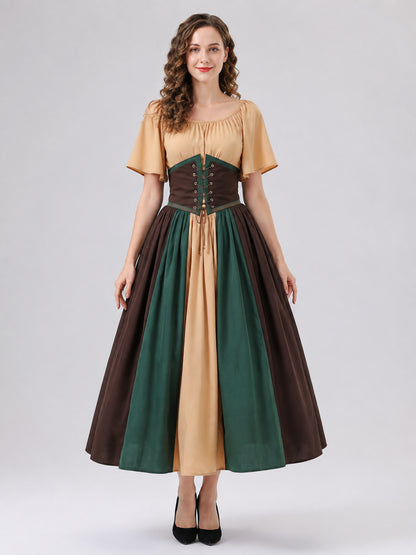 Medieval Dress with Corset and Belt on-model view