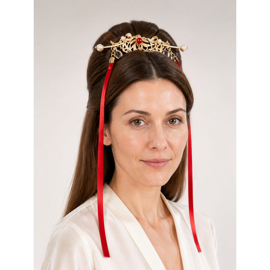 Chinese-Style Carnival Headband with Red Ribbons main product view