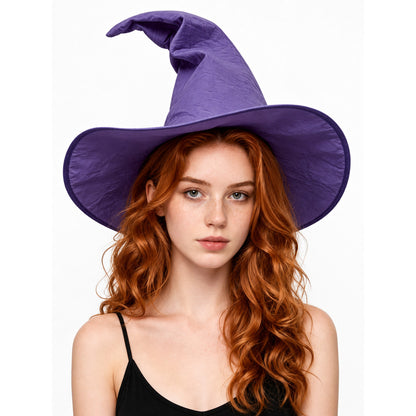 Purple bent-top wide-brim witch hat product view 22