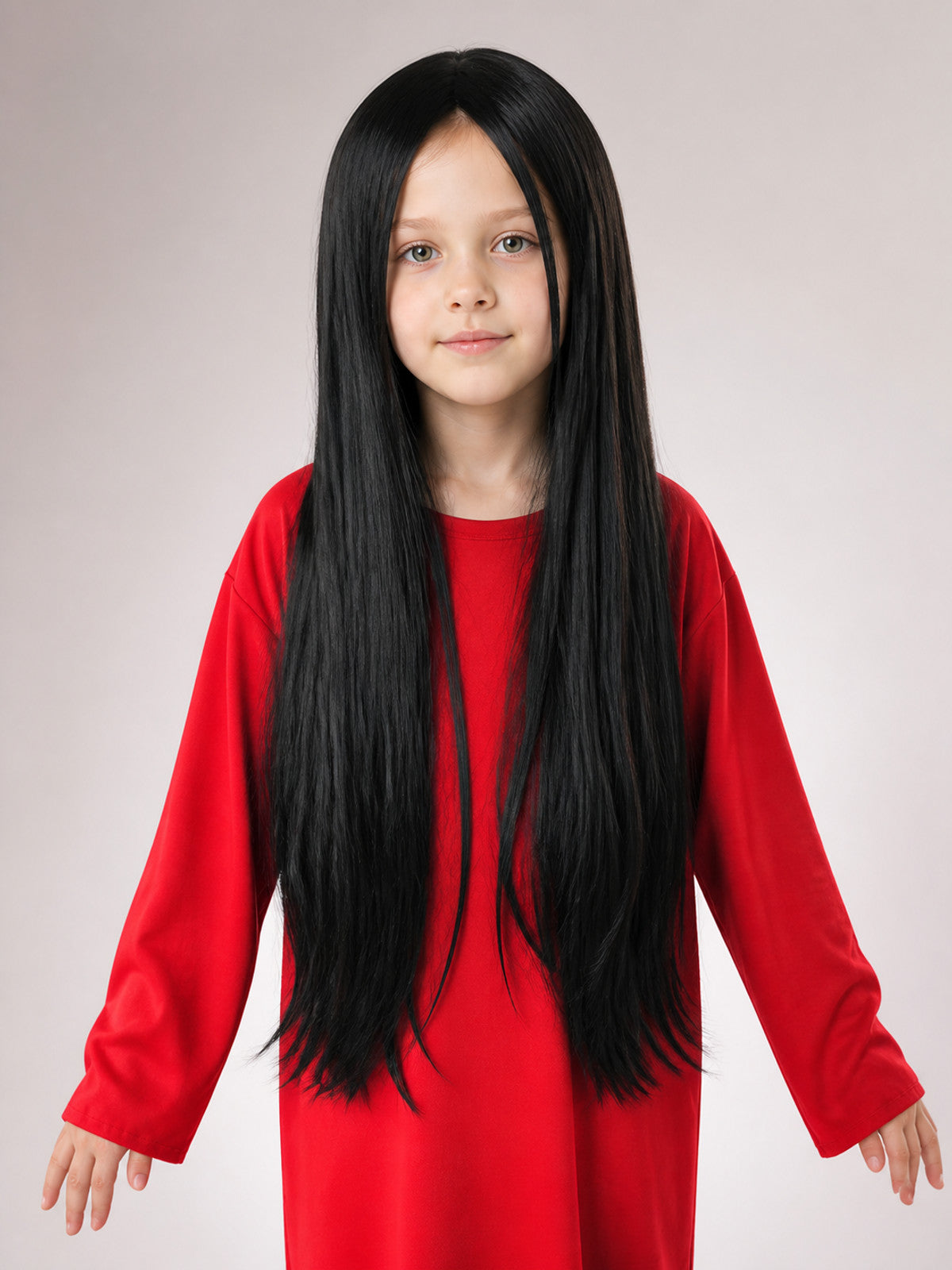 Long Straight Black Wig, 75 cm, Carnival Costume main product view