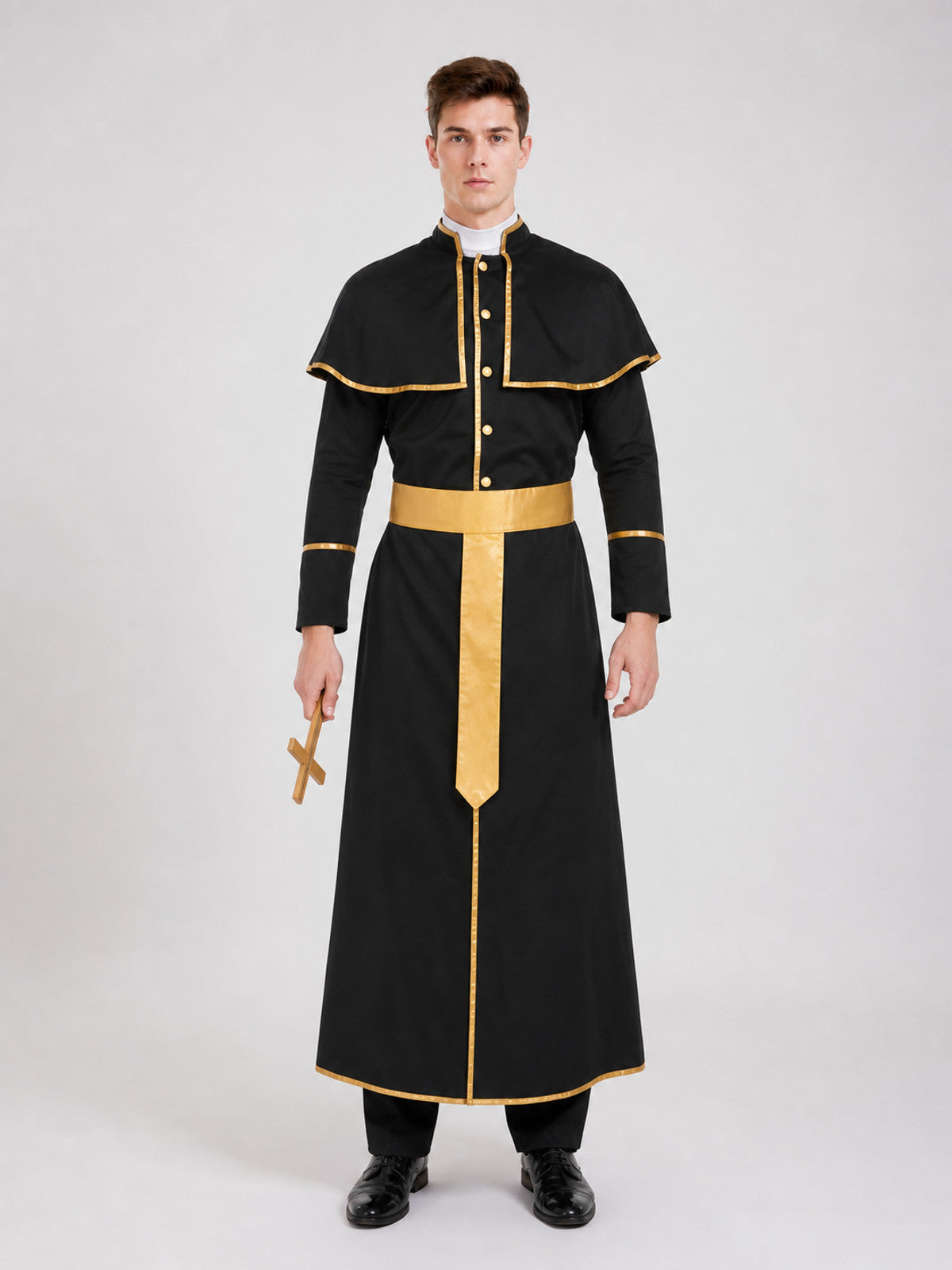 Clergyman Costume with Gold Trim on-model view