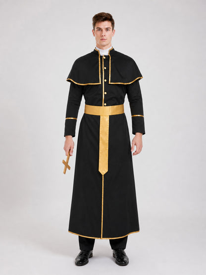 Clergyman Costume with Gold Trim on-model view