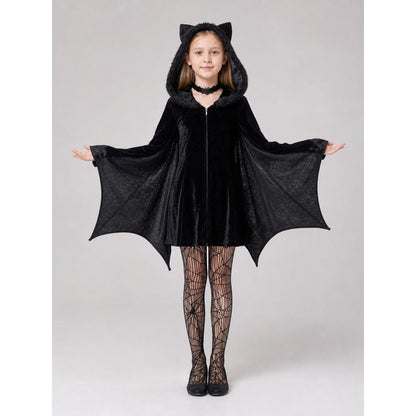 Gothic hooded bat costume on-model view