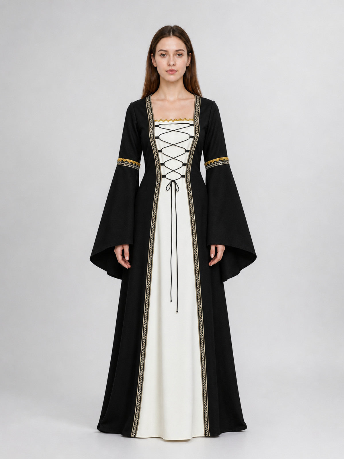 Medieval Halloween Dress Costume with Lace-Up Detailing