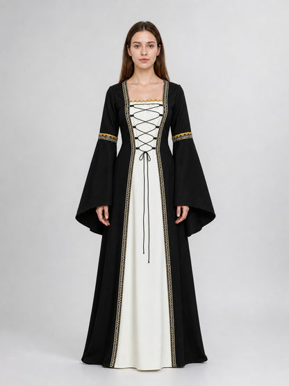 Medieval Halloween Dress Costume with Lace-Up Detailing