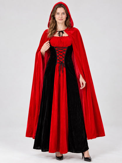 Adult Vampire Costume for Halloween with Cape and Dress
