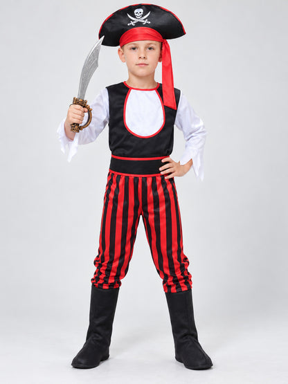 Kids' Pirate Costume with Black Hat and Vest