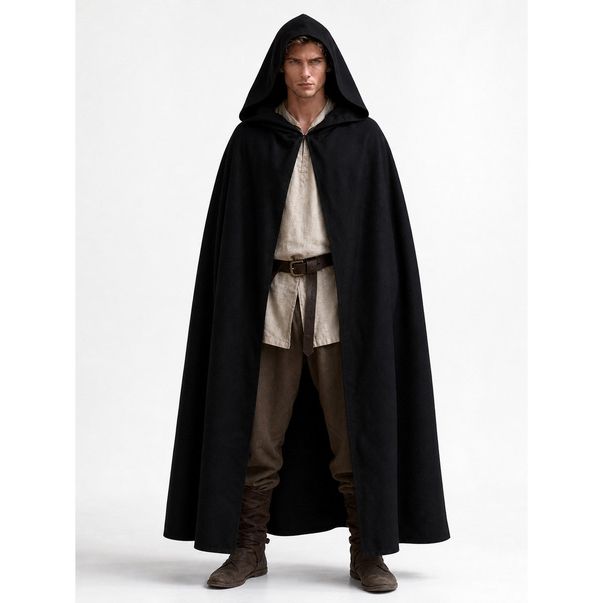 Black hooded carnival cloak, medieval