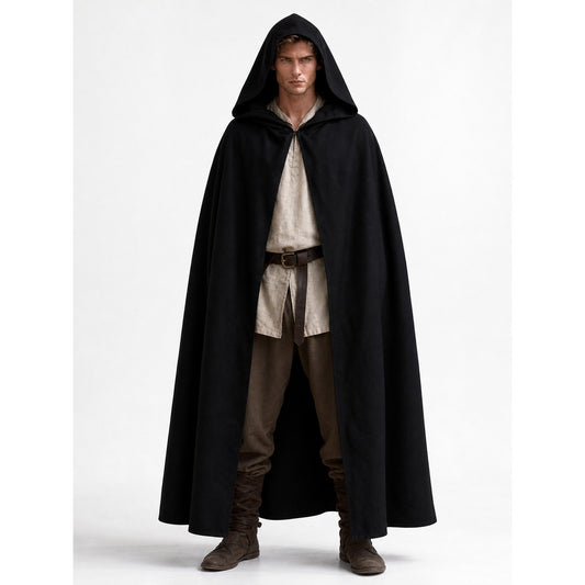 Black hooded carnival cloak, medieval
