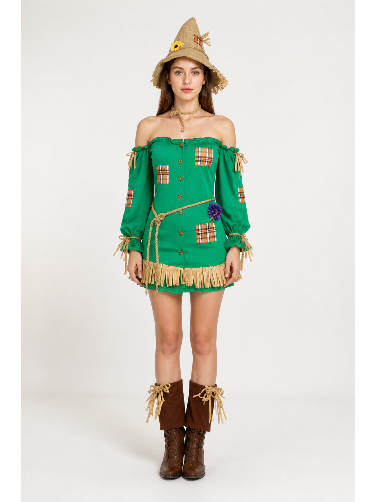 Scarecrow Costume from the Land of Oz with Dress and Hat