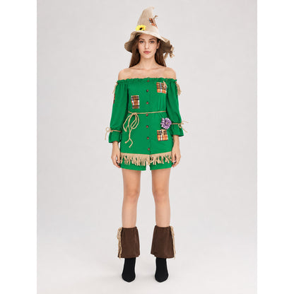Scarecrow Cosplay Costume with Romper on-model view