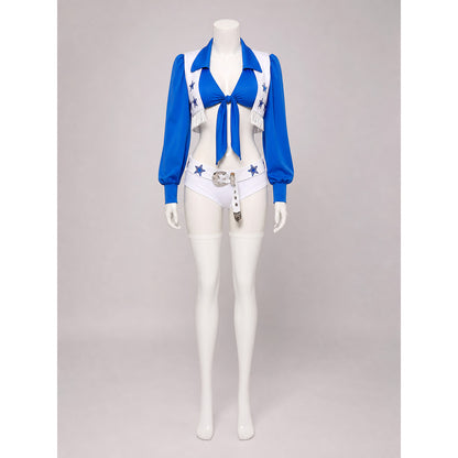 Blue and White Stage Costume with Stars and Fringe