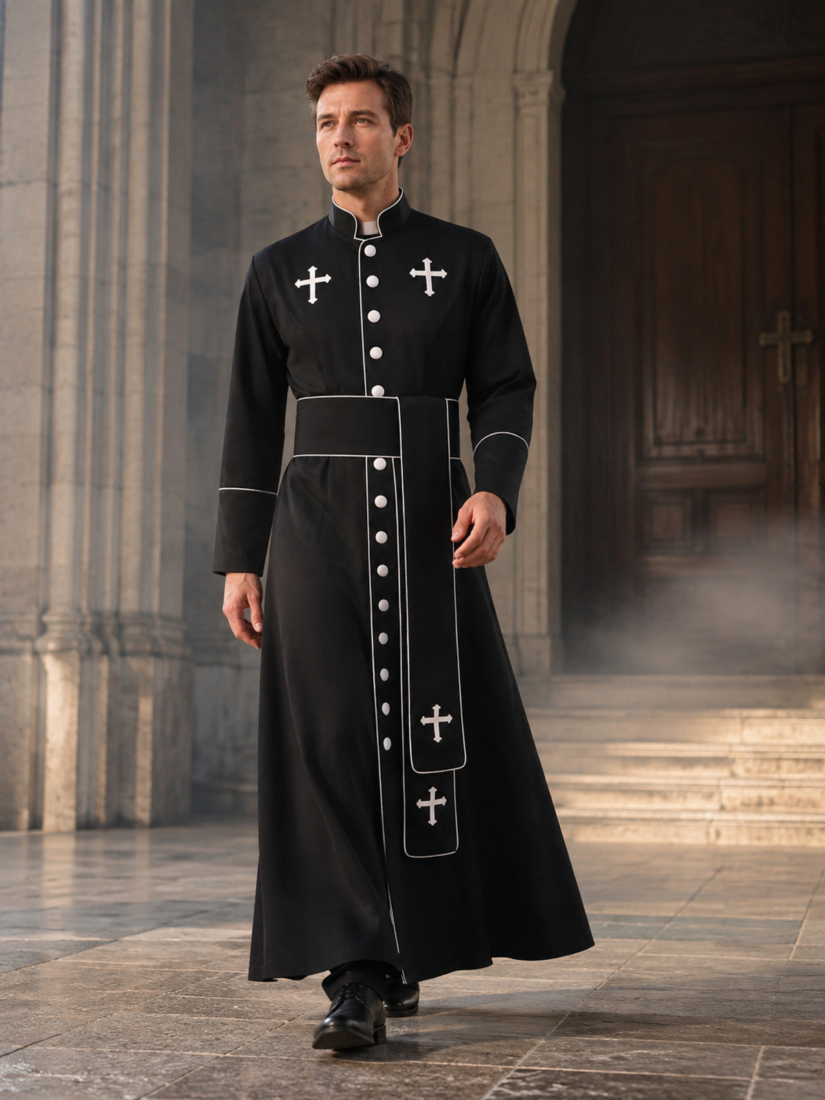 Nun Costume with Crosses for Stage Performances and Cosplay main product view