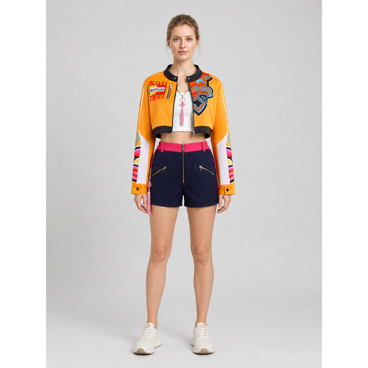 Rumi Kids Cosplay Costume with Jacket and Shorts on-model view