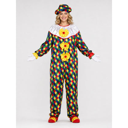 Clown Costume with Accessories and Hat on-model view