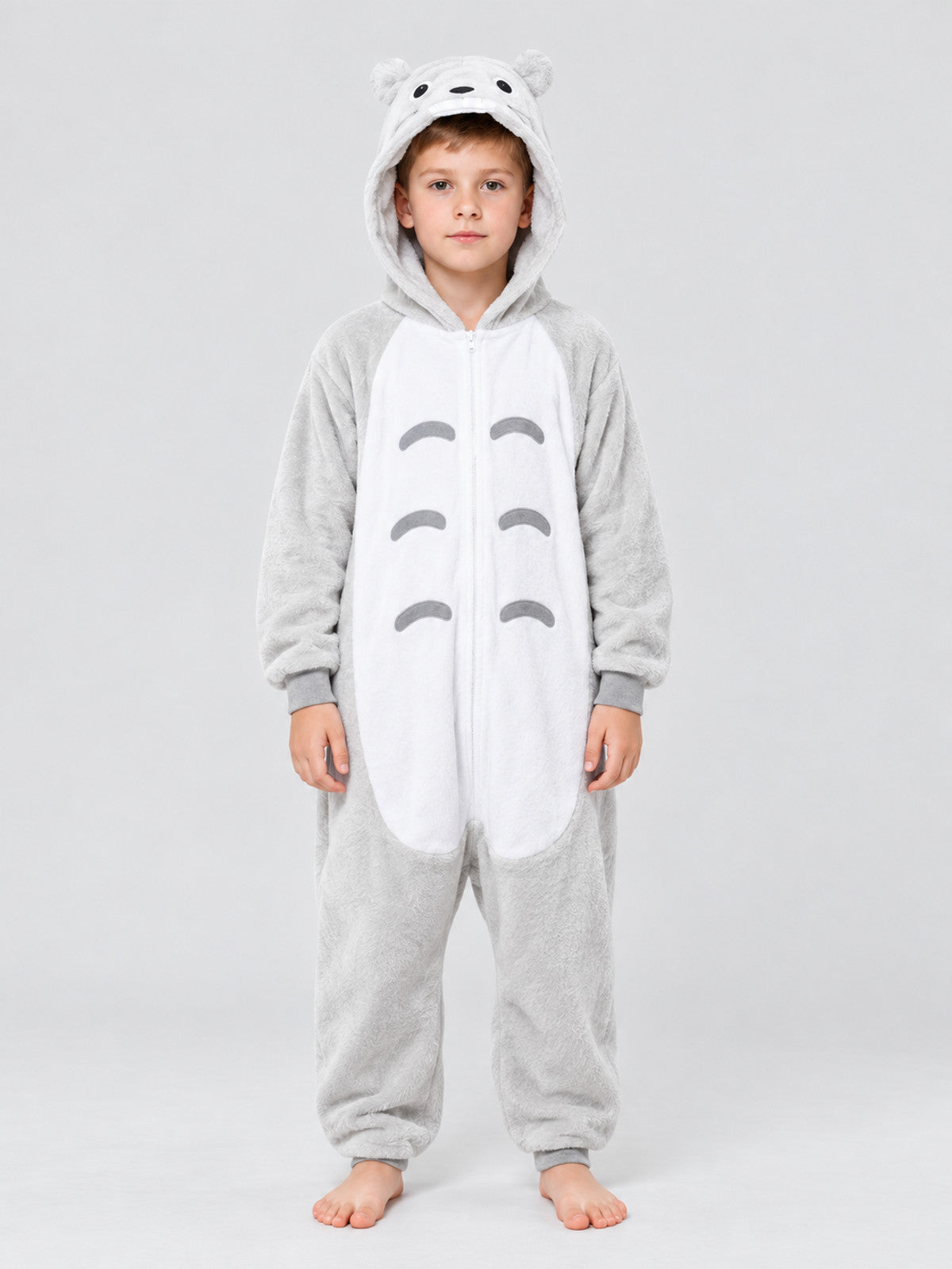 Flannel Hooded Pajama Jumpsuit with Ears