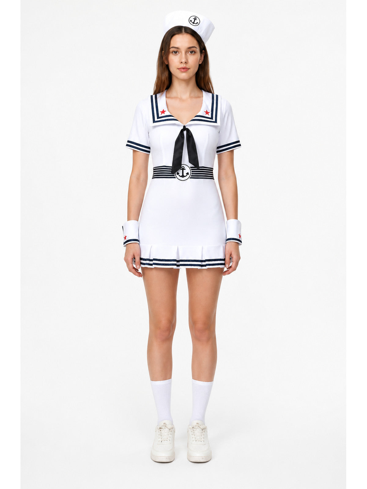 Nautical-Style Costume with Collar and Pleated Skirt main product view