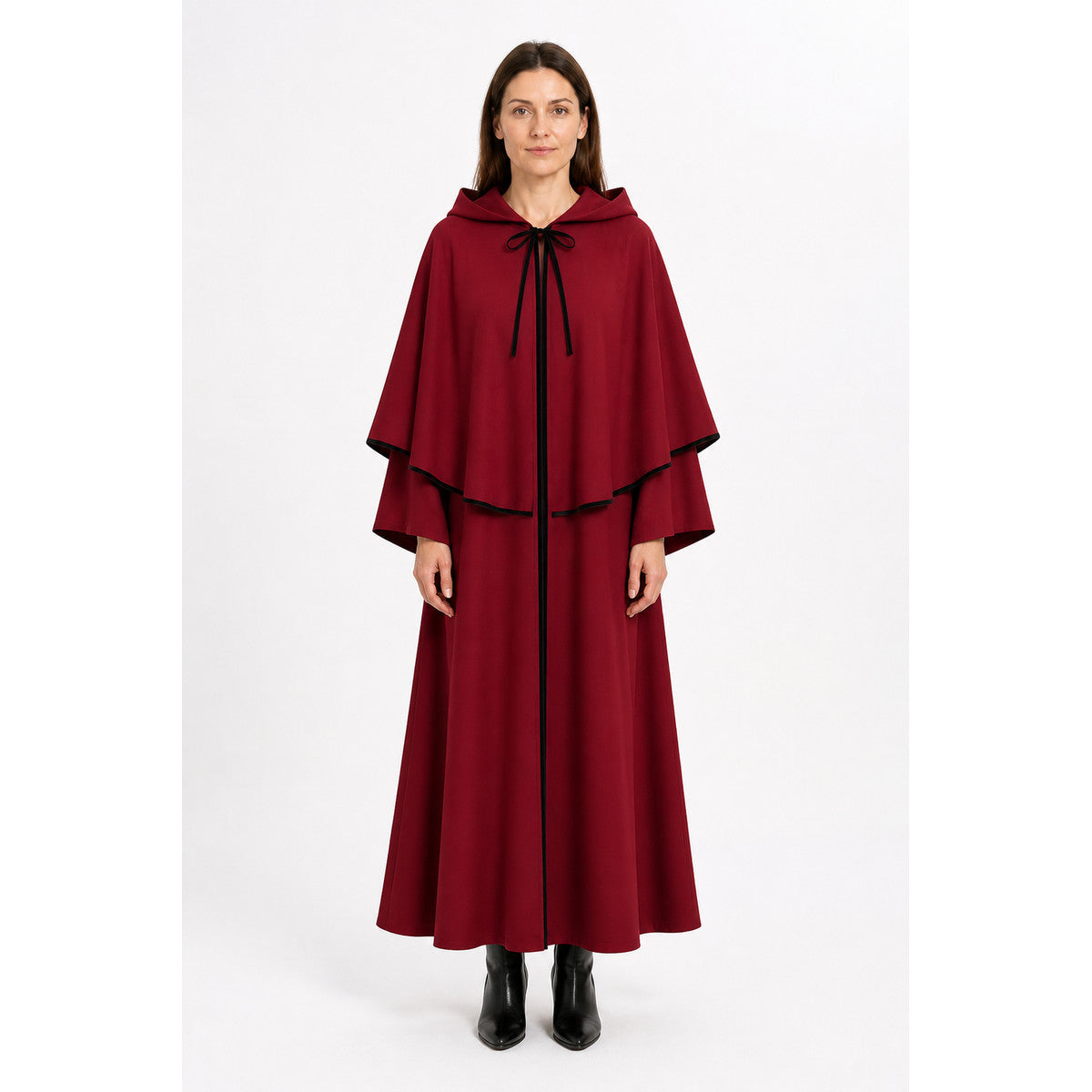 Burgundy Medieval Cloak with Hood for Halloween main product view