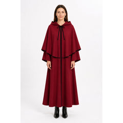 Burgundy Medieval Cloak with Hood for Halloween