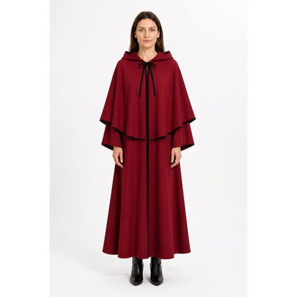 Burgundy Medieval Cloak with Hood for Halloween main product view