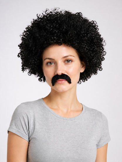 Black Curly Voluminous Carnival Wig main product view