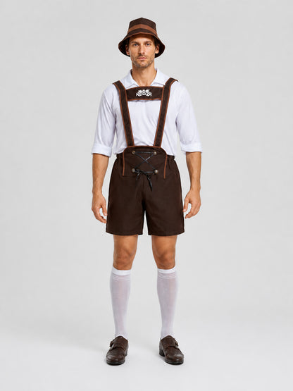 German Folk Costume: Shirt, Shorts, and Hat on-model view