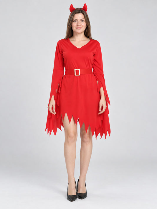Carnival costume red dress with horns and belt