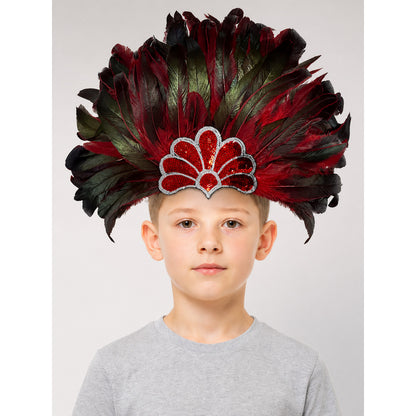 Carnival Headpiece with Red and Black Feathers main product view