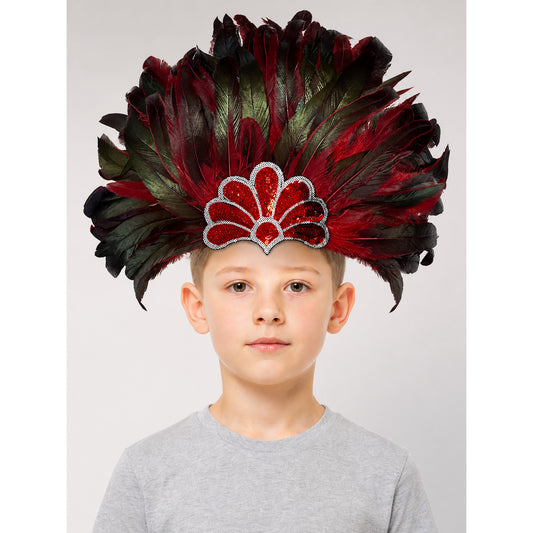 Carnival Headpiece with Red and Black Feathers main product view