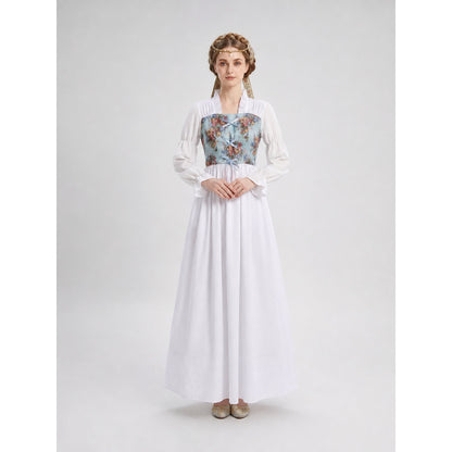 Vintage Floral Print Lace-Up Dress