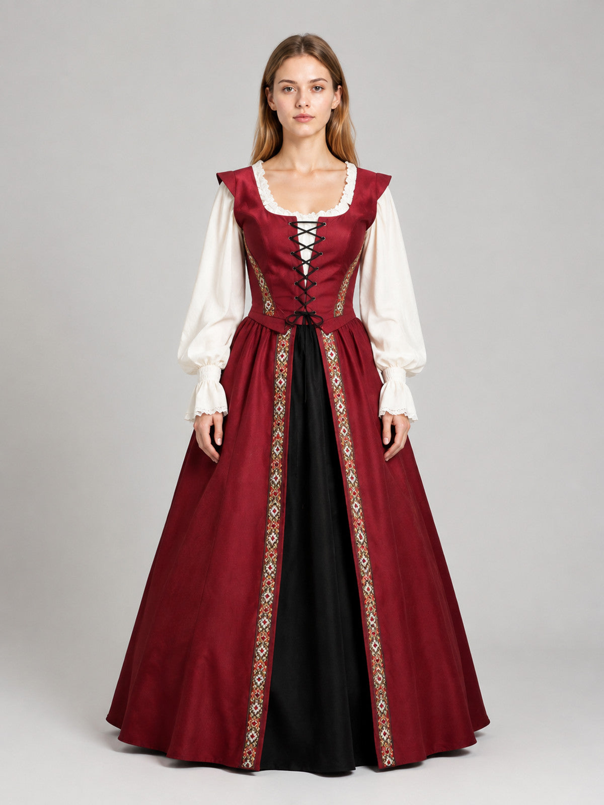 Medieval Dress with Front Lacing on-model view