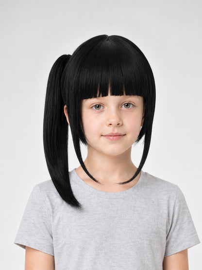 Long Black Carnival Wig with a High Ponytail main product view