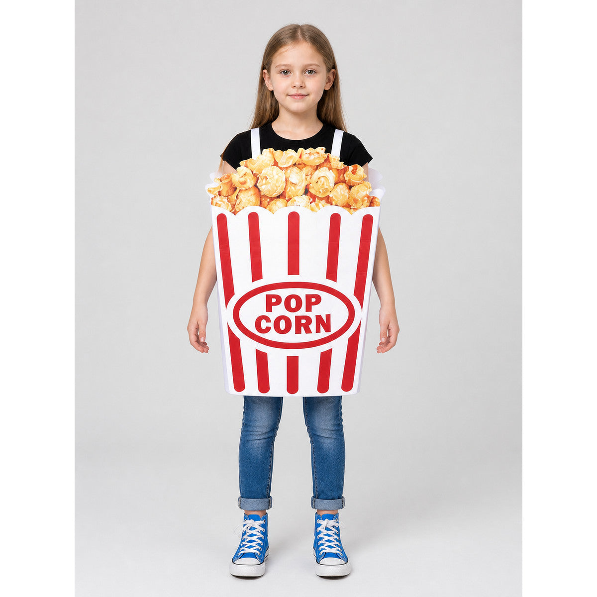 Red-and-White Striped Popcorn Carnival Costume on-model view