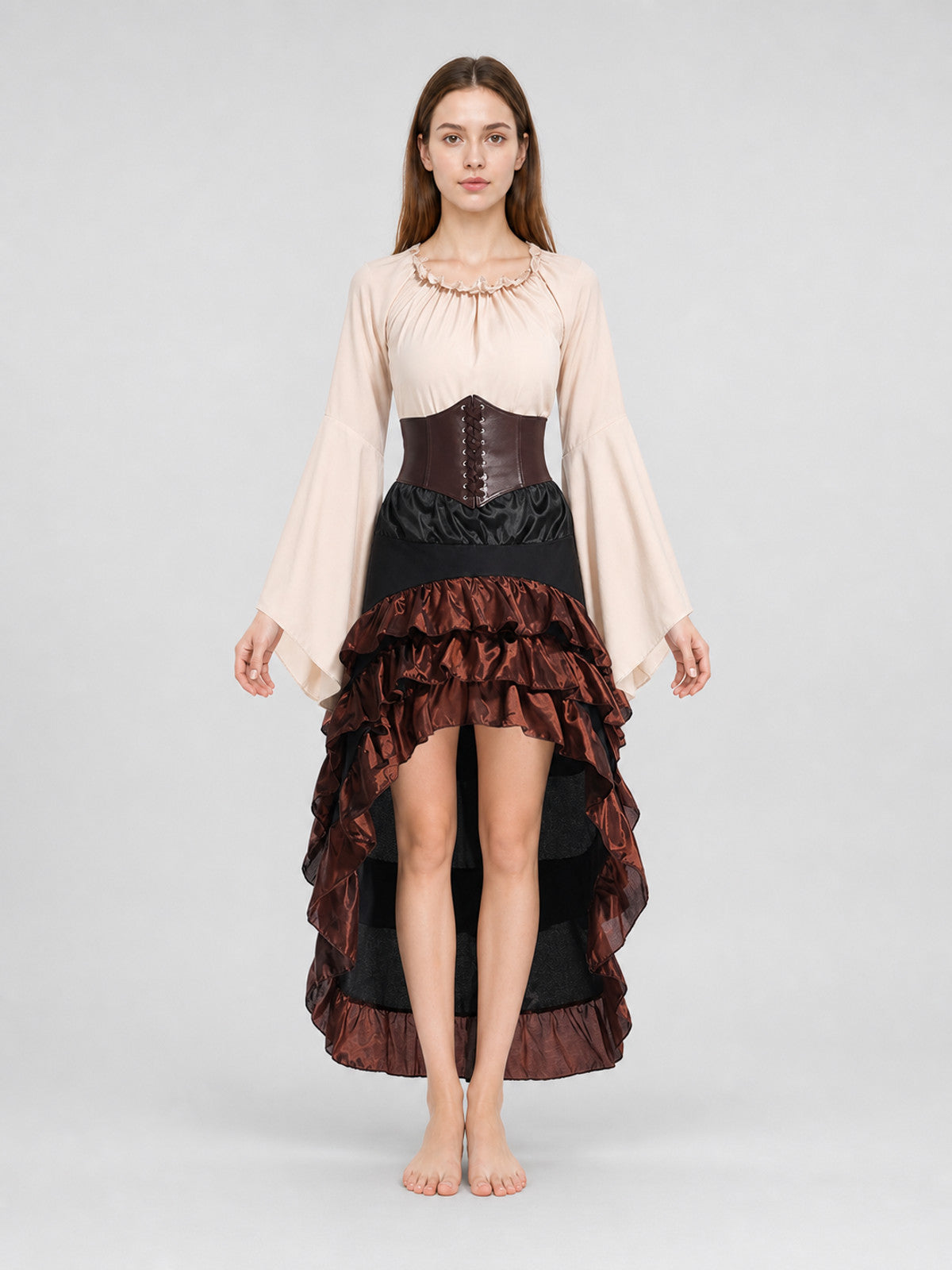 Steampunk Costume Dress with Ruffles front view