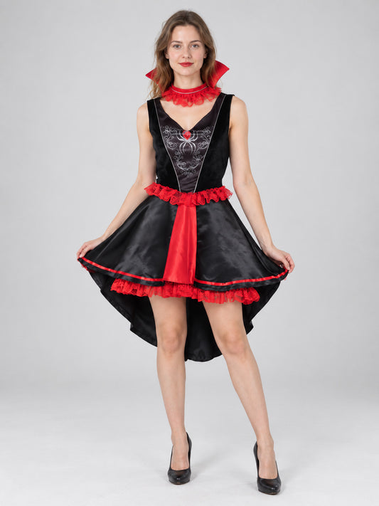 Vampire Costume: Black Dress, Red Trim