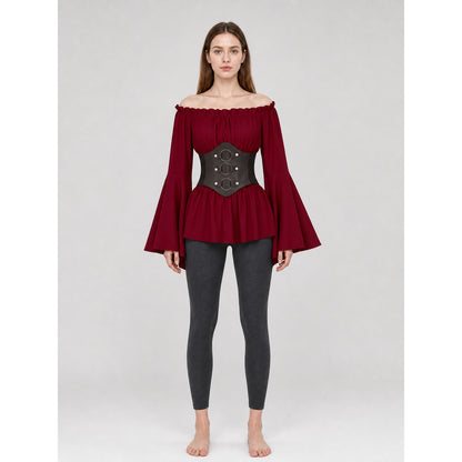 Costume Dress with Belt and Flared Sleeves