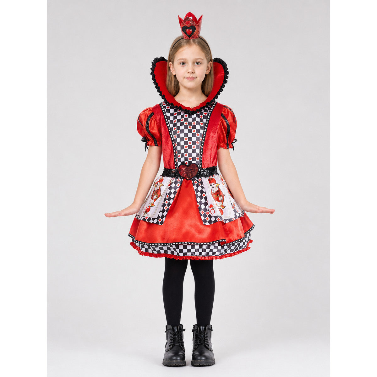 Red Queen Costume with Crown on-model view