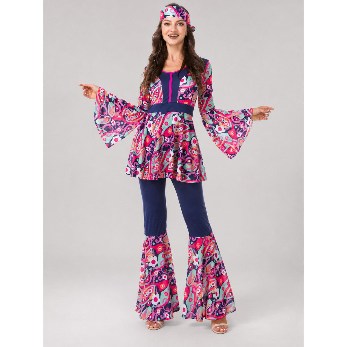 Retro Stage Costume: Top and Flare-Leg Pants
