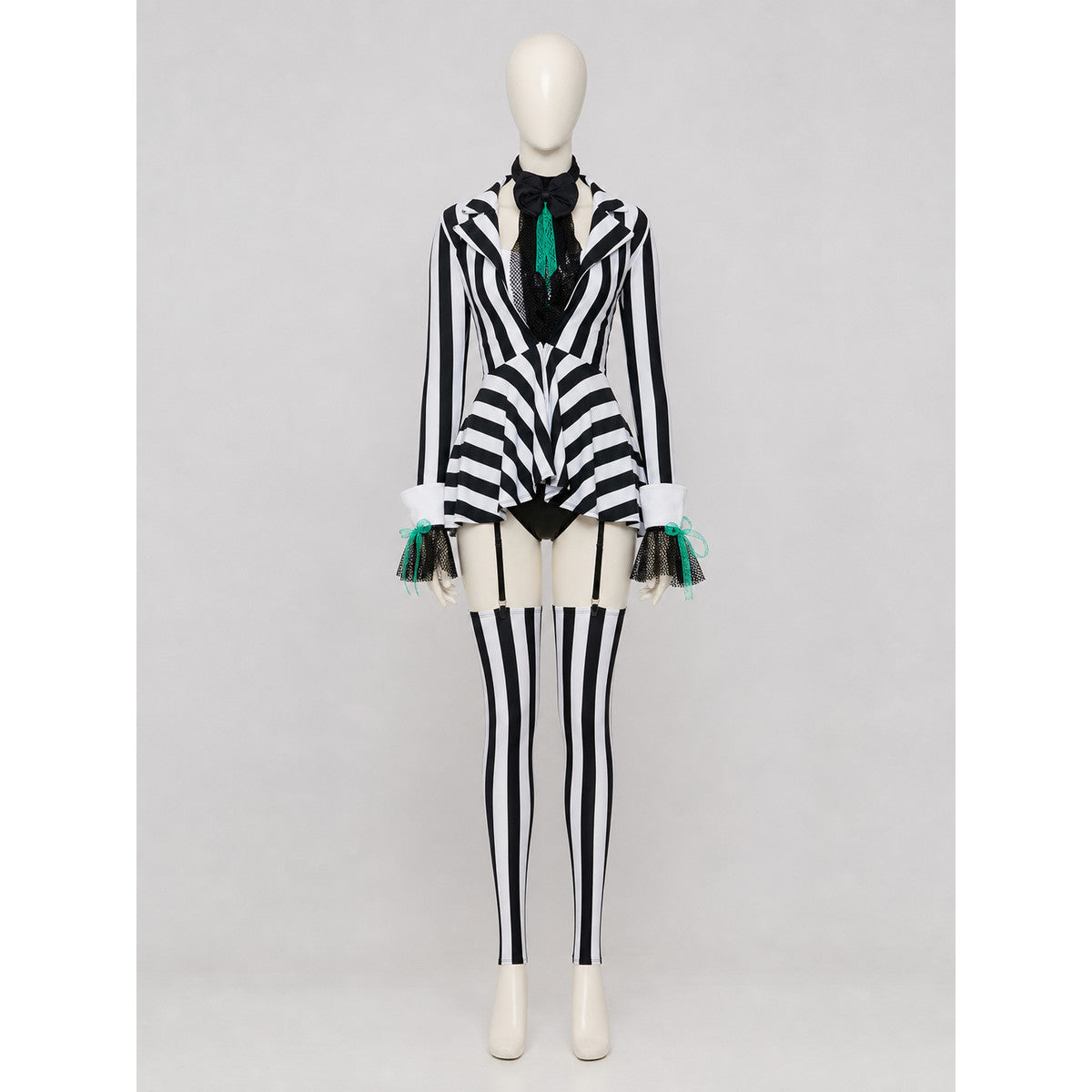 Circus Clown Costume with Black-and-White Stripes