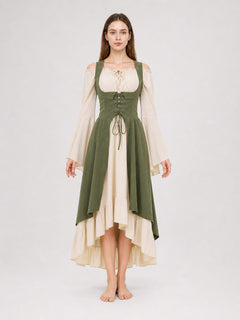 Medieval-Style Lace-Up Pinafore Dress